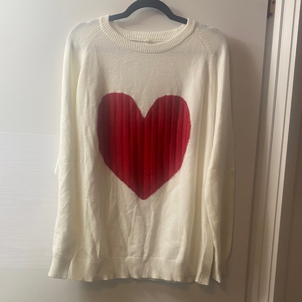 Heart Design Women's Sweater - White and Red